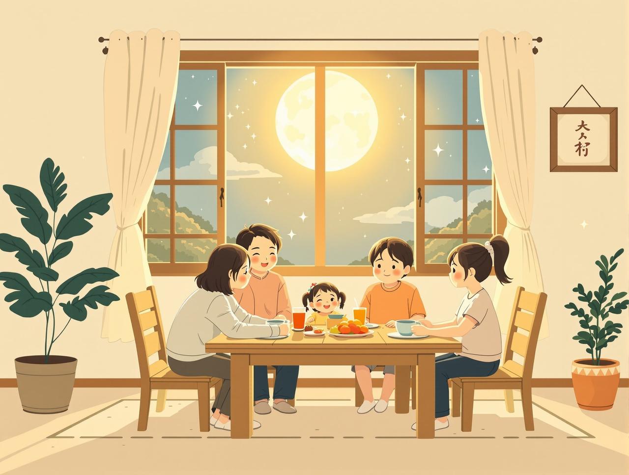 ai短剧平台月光下的餐桌 - 每晚月光洒落餐桌，一家四口围坐分享一天的喜怒哀乐。温暖细腻的家庭日常，每个故事都像月白般纯净温柔。